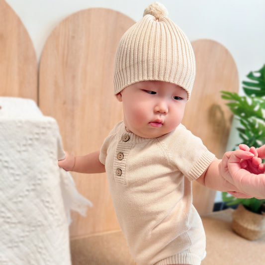 Cozy Newborn Sweater: Organic Knitted Baby Bodysuit