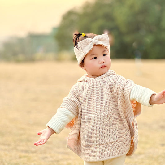 Newborn Poncho: Organic Cable Knit Sweater Newborn Cloak | Eotton Canada