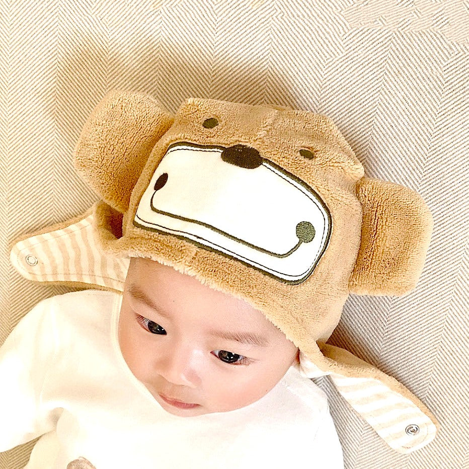 Organic Baby Winter Hats - Adorable Monkey Embroidery Trapper Hat | Eotton Canada