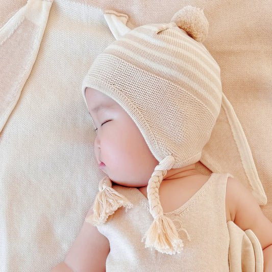 Organic Infant Knit Hat: Baby Trapper Hat