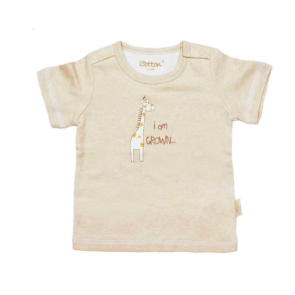 earth ton organic short sleeve baby t-shirt print giraffe
