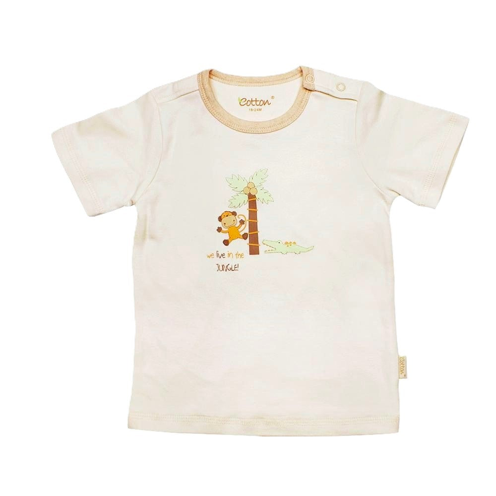Organic Cotton Baby Tee with Print Jungle Animal Monkey