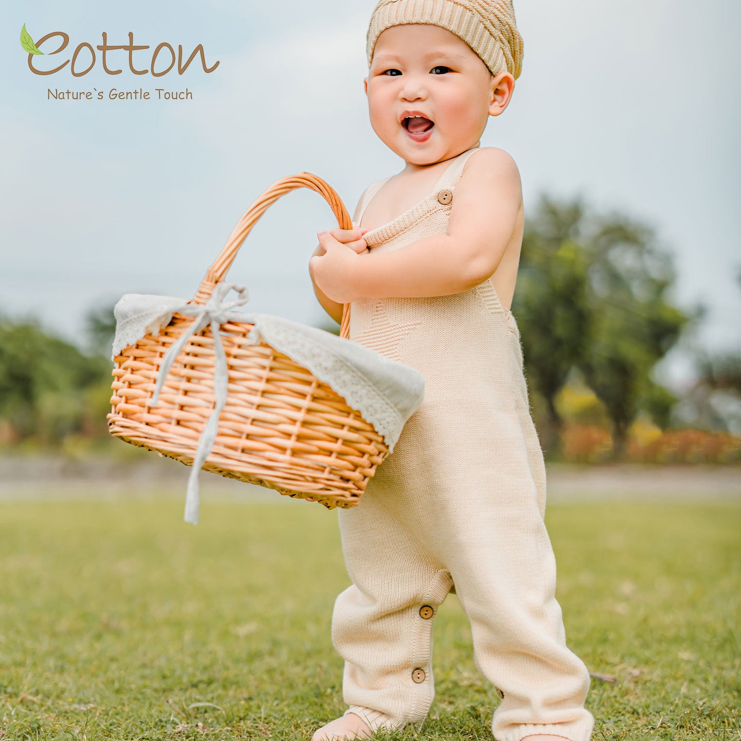 Organic Knitted Baby Dungarees | Cable Knit Salopettes | Eotton Canada