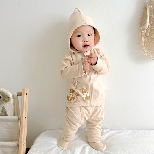 Organic Newborn Outfit: Baby Hooded Jacket and Trouser Set | Eotton Canada