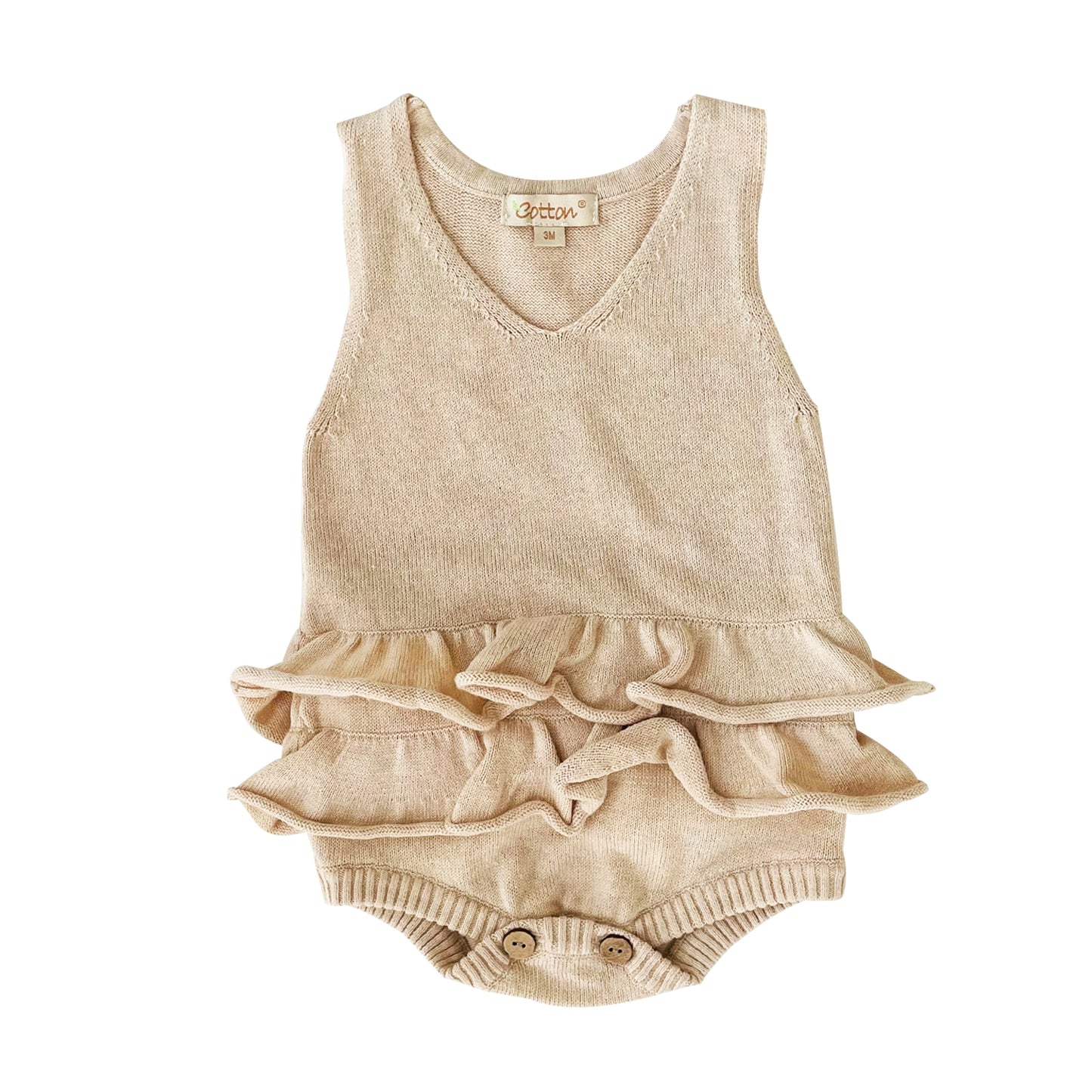 Organic Knitted Sweater: Baby Girl Cable Knit Ruffler Onesie | Eotton