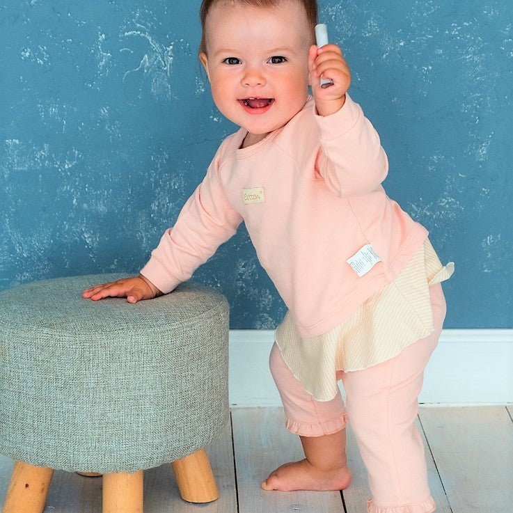 Organic Ruffle T-shirt & Trousers Outfits for Baby Girl - EottonCanada