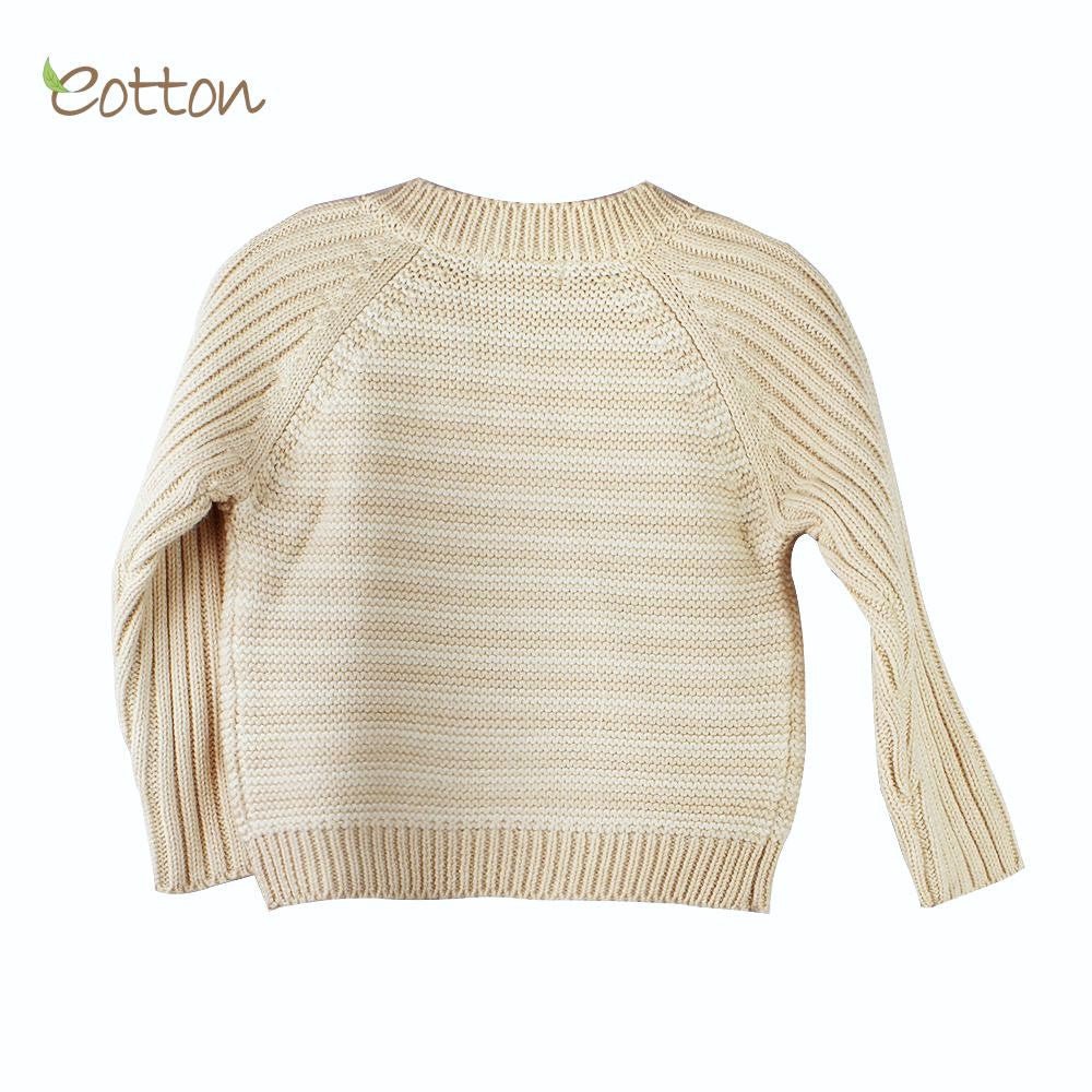 Organic Baby Cable Knit Sweater Stripes Top | Unisex Baby Clothes, backside - EottonCanada