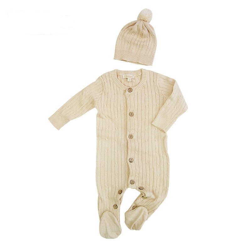 Baby Knitted Footies: Organic Newborn Romper and Hat Set | Eotton Canada