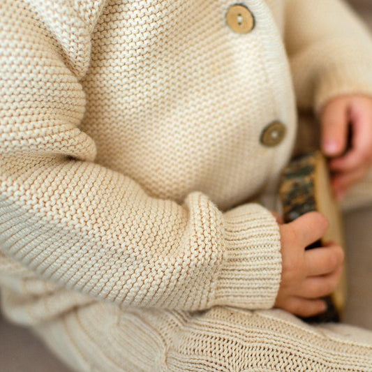 Organic Cable Knit Hooded Baby Cardigan