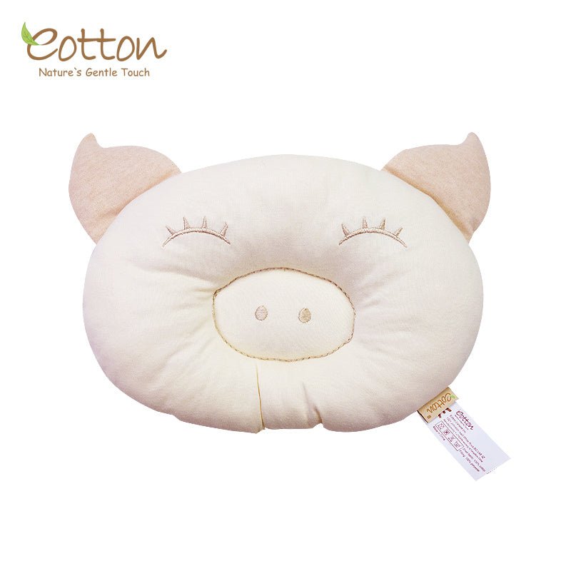 Happy smile piggy organic baby pillow for nursery decor and bedding - Eotton