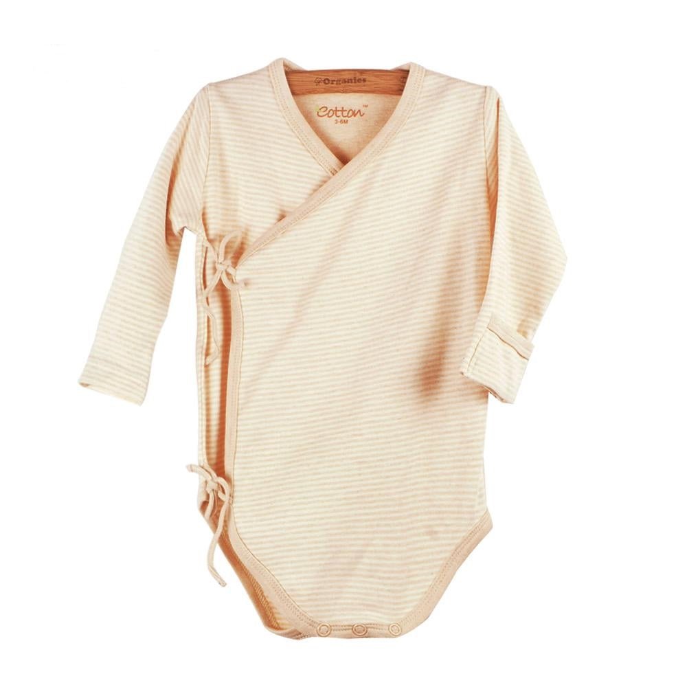 Long Sleeve Gender Neutral Baby Kimono stripe | Eotton Canada
