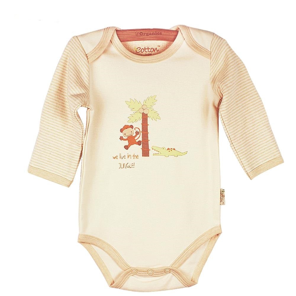 Organic Cotton Long Sleeve Baby Onesies - Jungle
