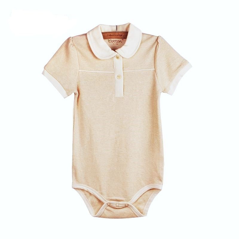 Organic Baby Girl Bodysuit light caramel | Eotton Canada