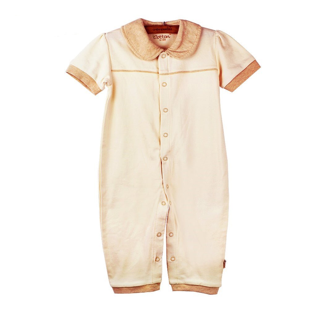Organic Cotton Short Sleeve Baby Rompers nature white