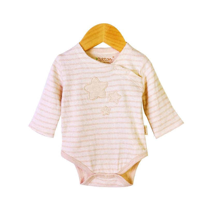 Organic Newborn Onesies: Baby Long Sleeve Bodysuit embroidery stars | Eotton Canada