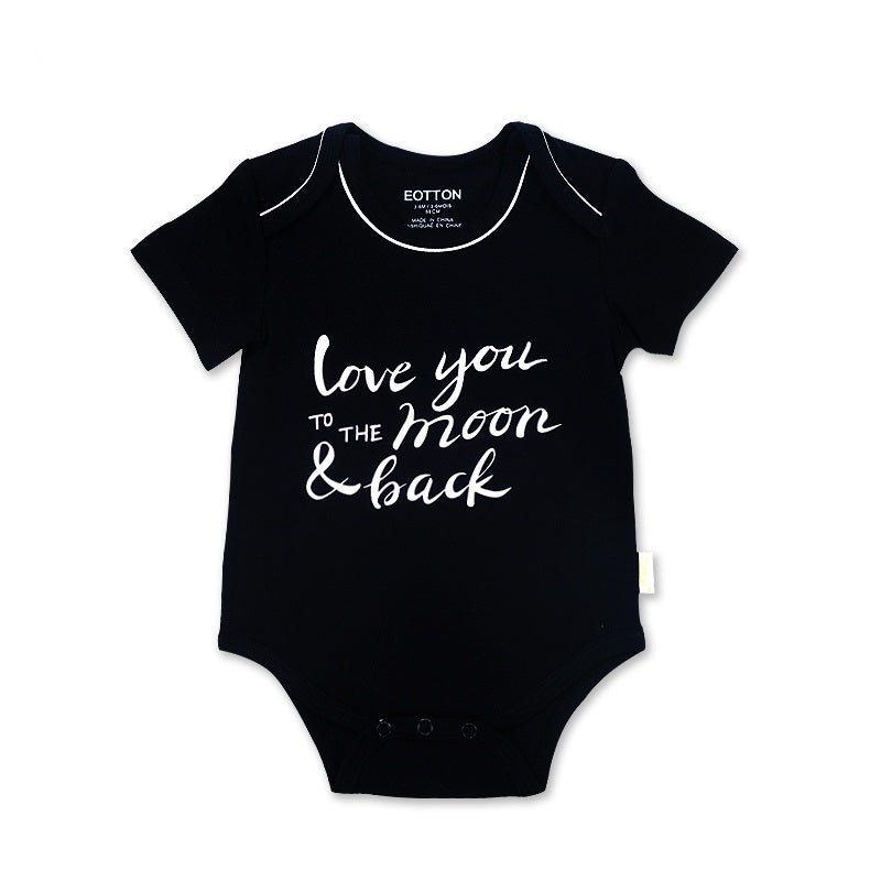 Organic Baby Onesies: Black Short Sleeve Bodysuits - love you to the moon and back | Eotton Canada