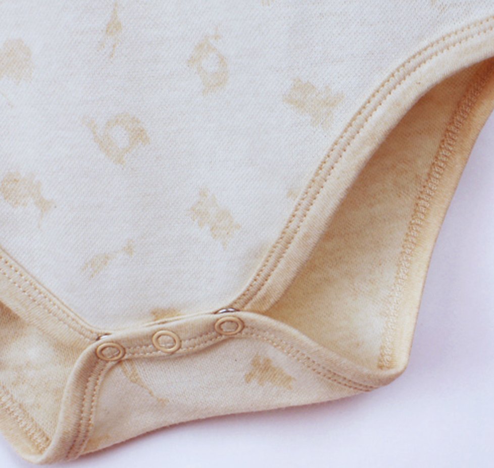 Infant Kimono: Soft Organic Cotton Onesie Detail  quality sewing and YKk snaps | Eotton Canada