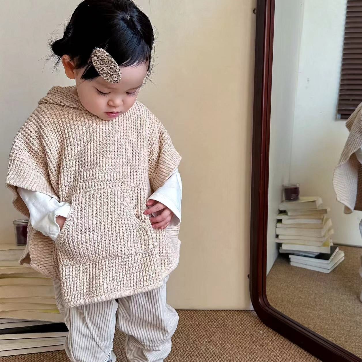 Newborn Poncho: Organic Cable Knit Sweater Newborn Cloak | Eotton Canada