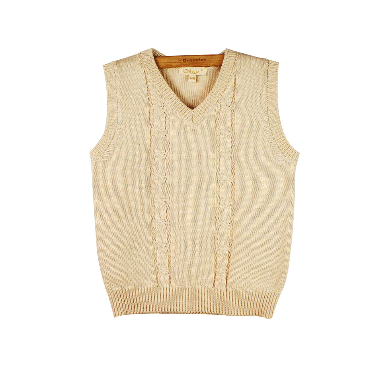 Toddler Knitted Vest: Organic V Neck Sweater Cable Knit | Eotton