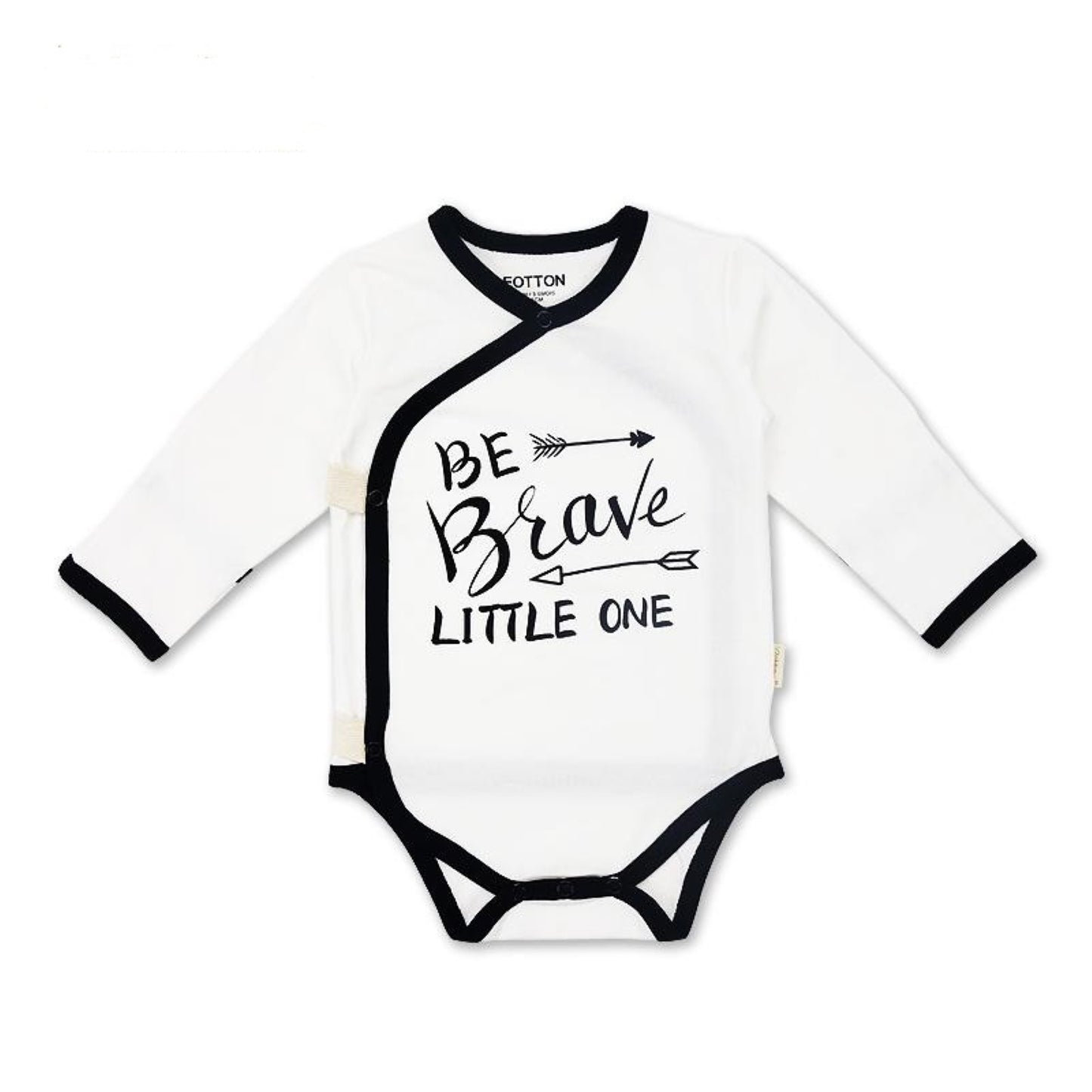 Side-snap wrap design on organic newborn bodysuit for easy dressing