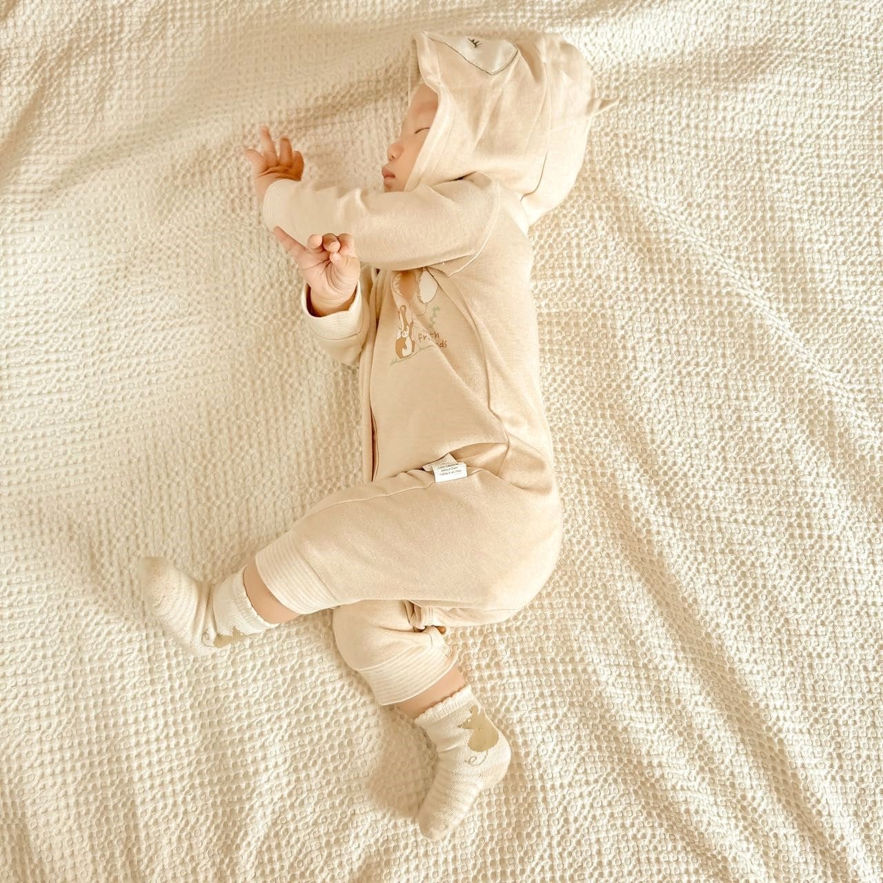 Organic Newborn Clothing: Baby Hooded Romper - Fox Theme  | Eotton Canada