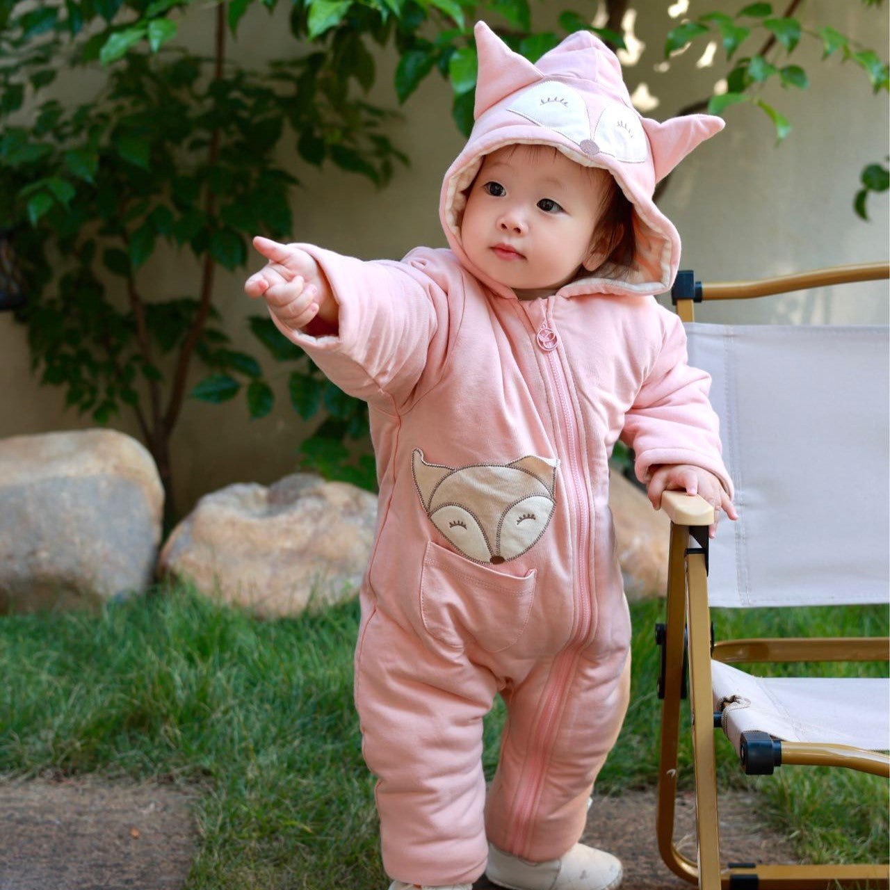 Organic Newborn Winter Clothes: Bunting Suit For Baby Girl