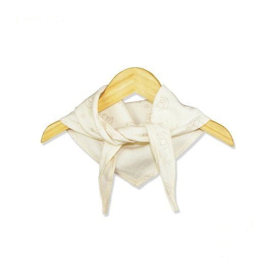 Classic tan and cream Breton stripe organic cotton triangle scarf bib | Eotton Canada