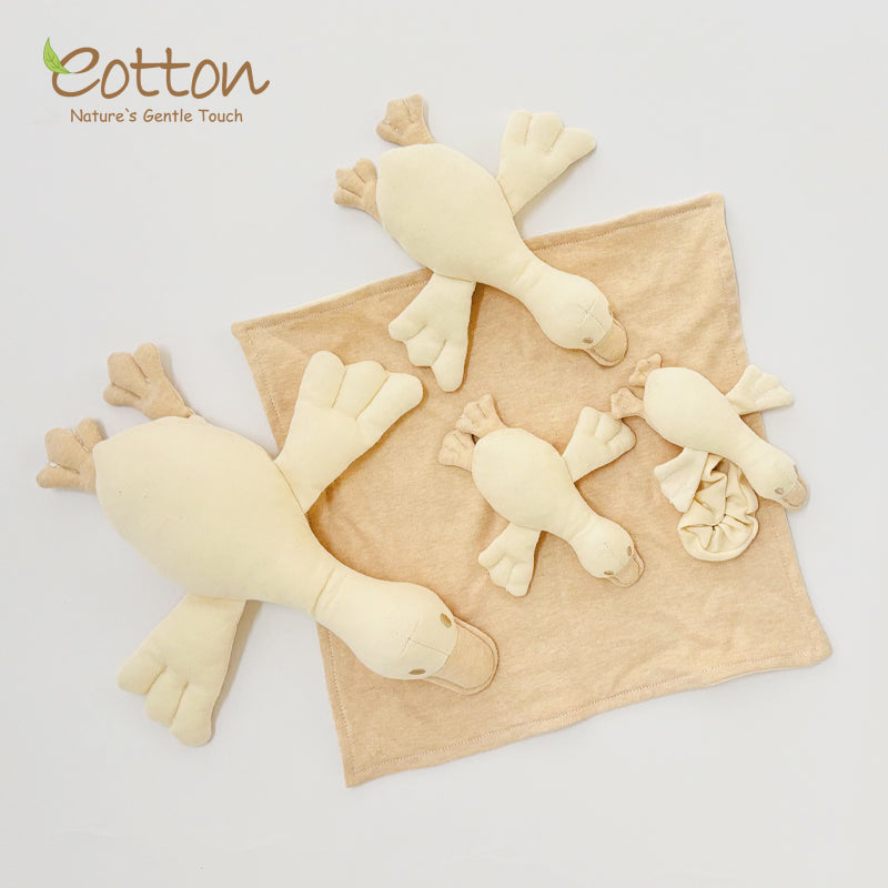 organic cotton baby toys | large Canada Goose | mini toy white goose | lovey goose | rattle goose