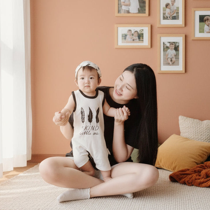 organic cotton baby tank romper | white romper with print for newborn