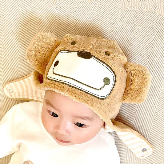 Organic Baby Winter Hats - Adorable Monkey Embroidery Trapper Hat | Eotton Canada