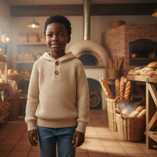 Soft Organic Kid's Sweater | Chunky Knitted Hoodie 