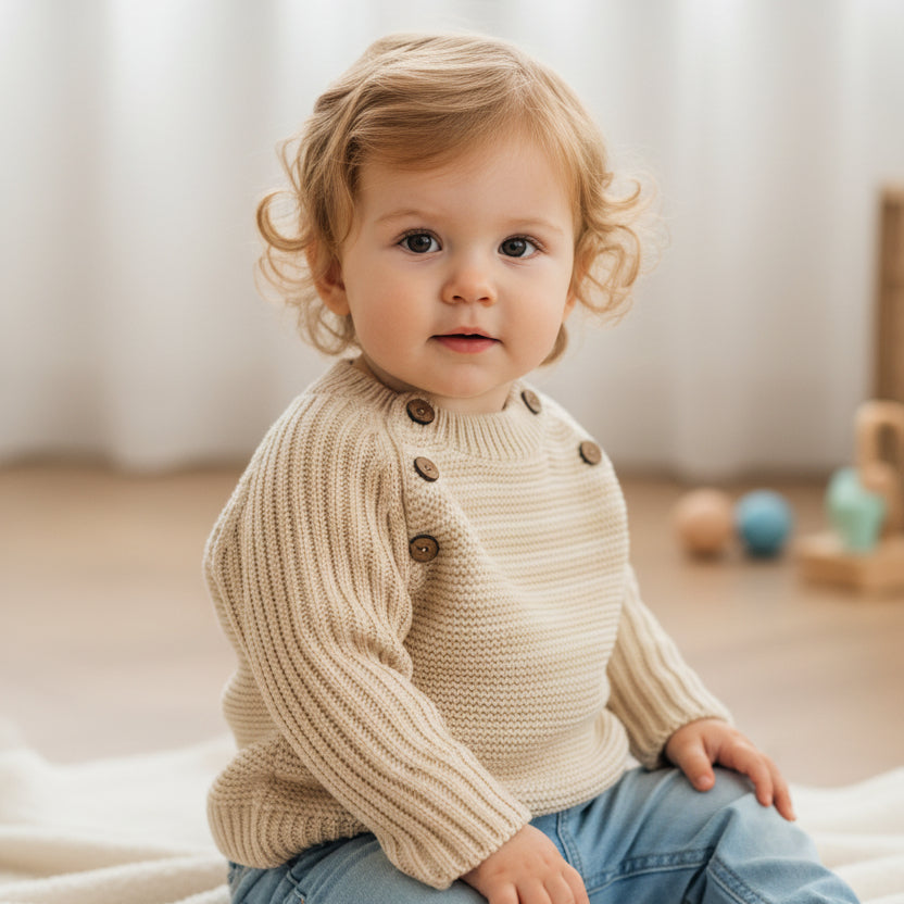 Super soft organic knitted baby sweater pullover | Eotton Canada