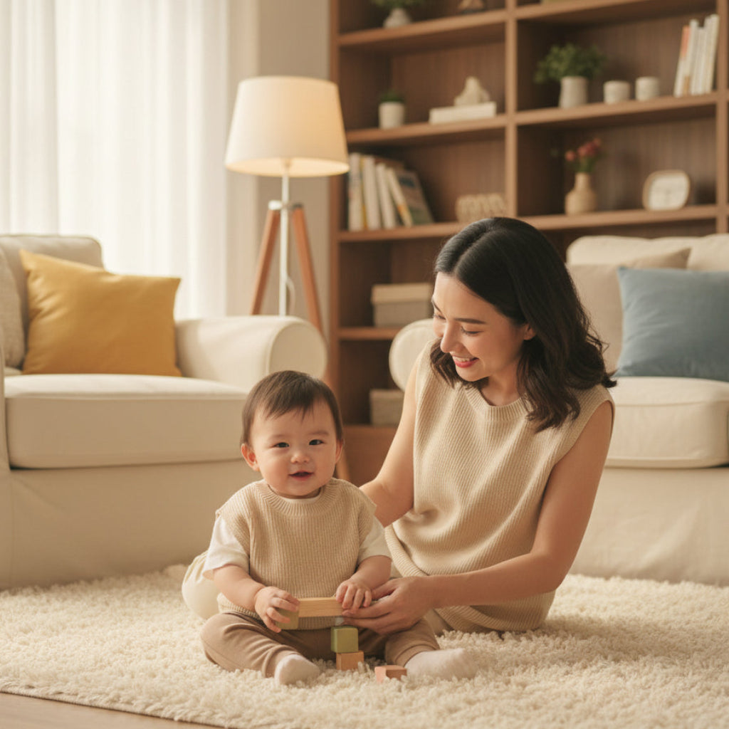 organic nature colored cotton knitted round-neck vest | mommy and me matching | Eotton Canada