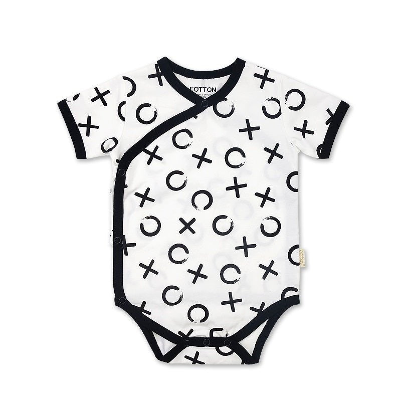 Organic Newborn Summer Clothing Short Sleeve Kimono with full ground print XOXO | Eotton Canada