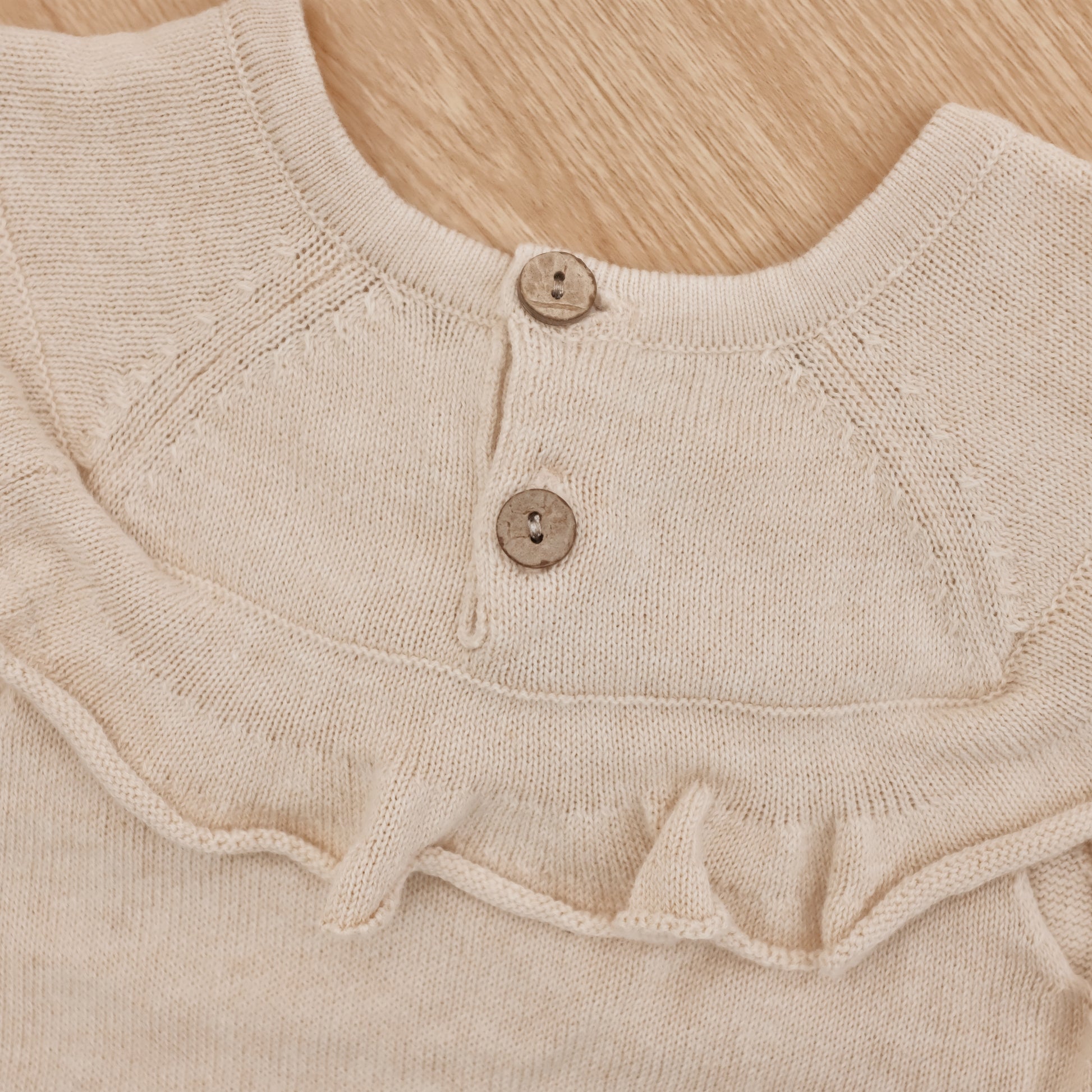 Organic Baby Ruffle Knitted Onesie | Cloud Soft Sweater Bodysuit | Eotton Canada