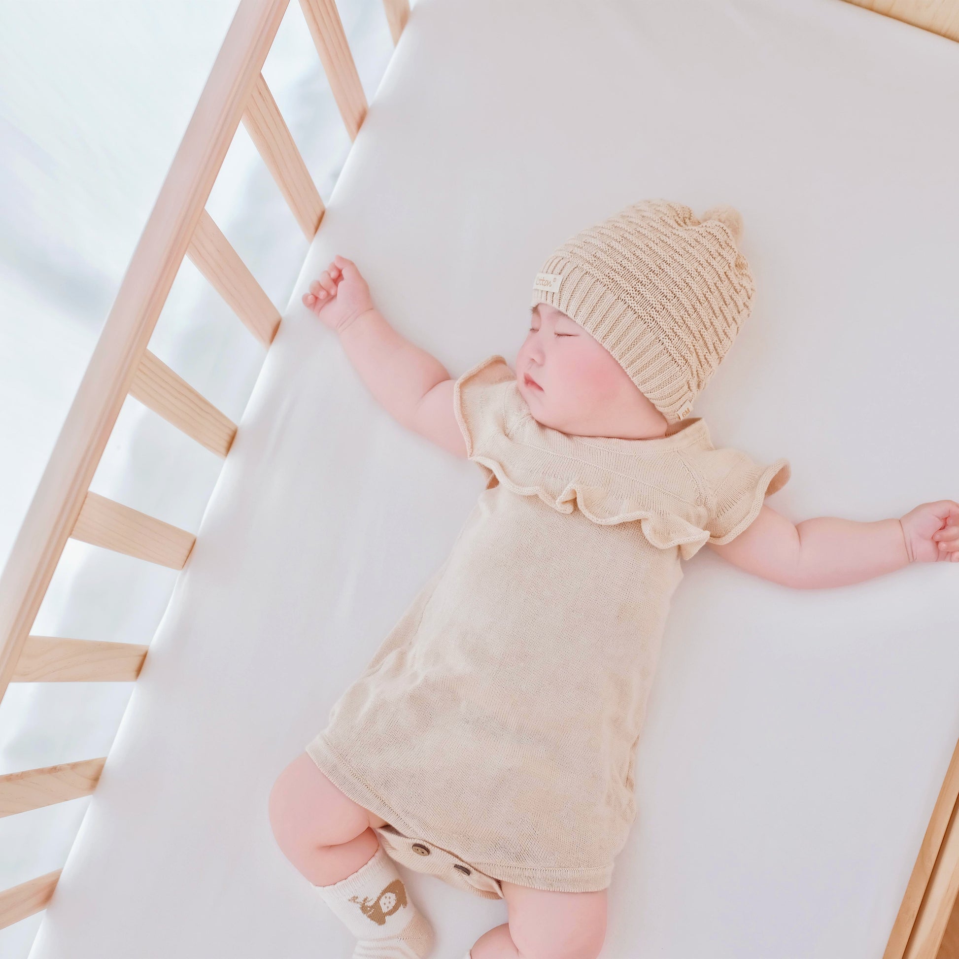 Organic Baby Ruffle Knitted Onesie | Cloud Soft Sweater Bodysuit | Eotton Canada