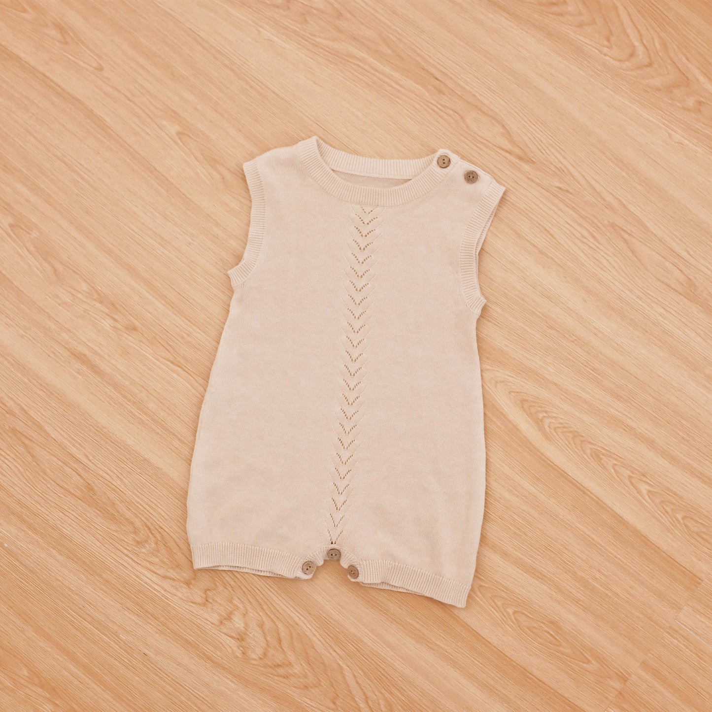 Organic Summer Baby Romper | Soft Mini-Cable Knitwear 