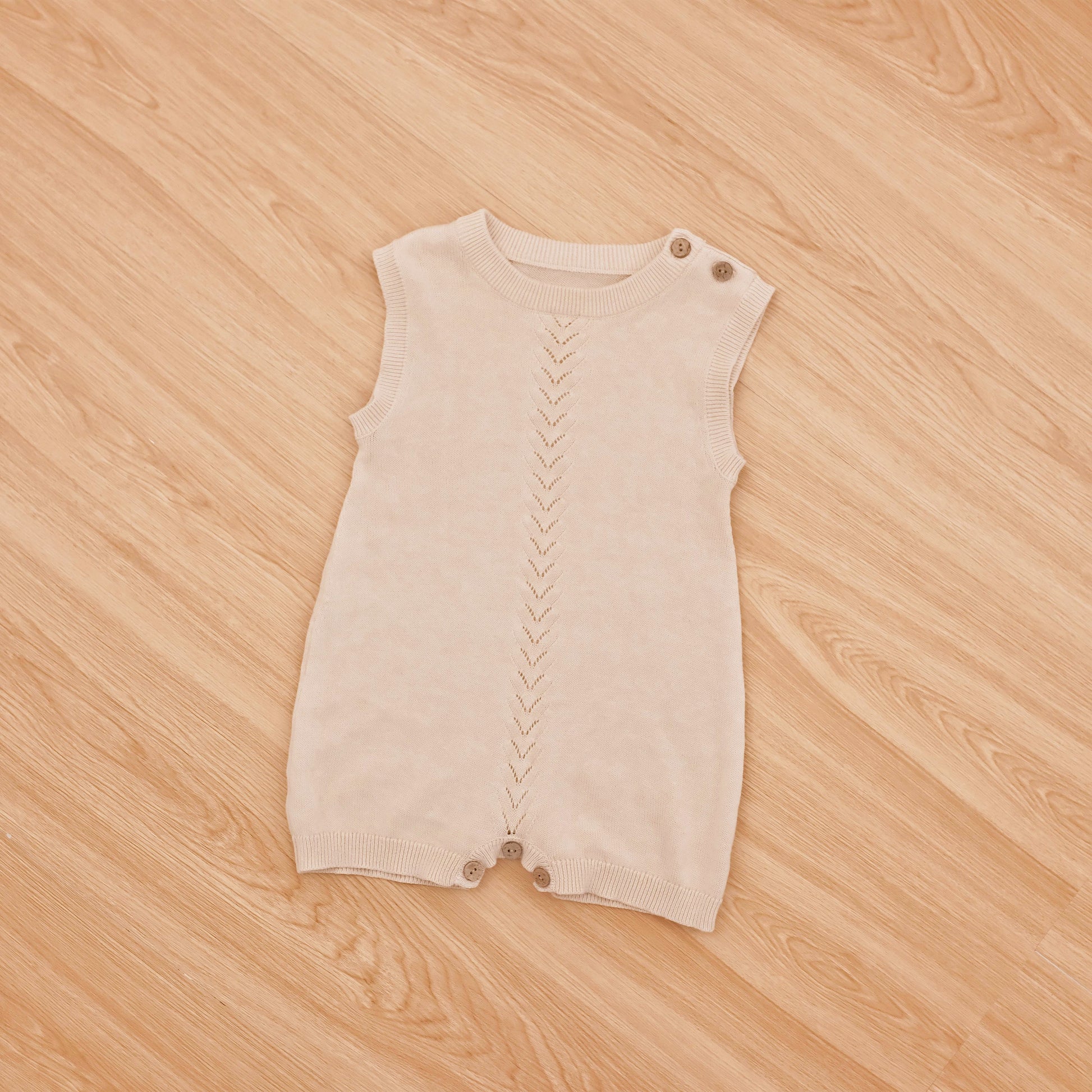 Organic Summer Baby Romper | Soft Mini-Cable Knitwear 