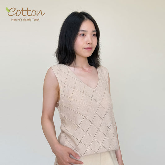 Organic V-Neck Vest for Mom | Non-Toxic Nature Colored | Eotton Canada