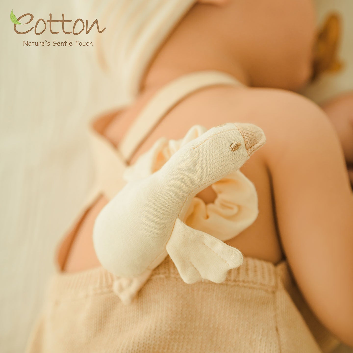 organic baby sensory toy rattle white goose