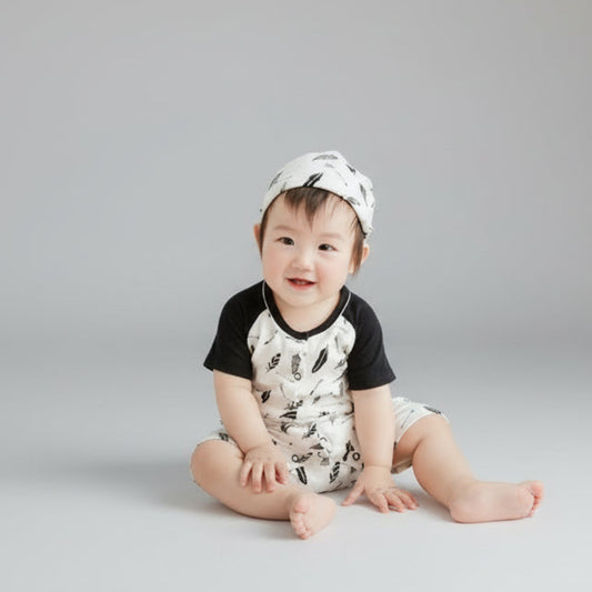 organic baby clothes in black & white color stylish looking