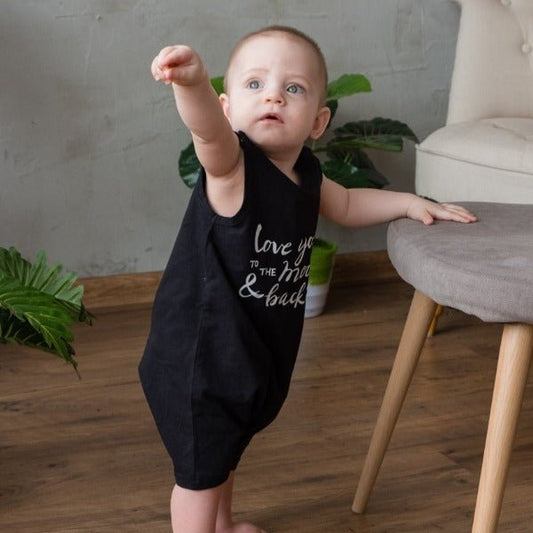 Organic Cotton Black Color Baby Tank Romper