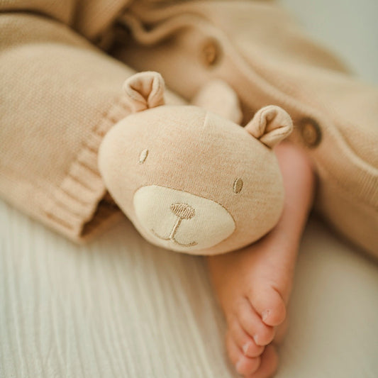 Organic Teddy Bear Rattle | Infant Sensory Toy Rattles | Eotton Canada