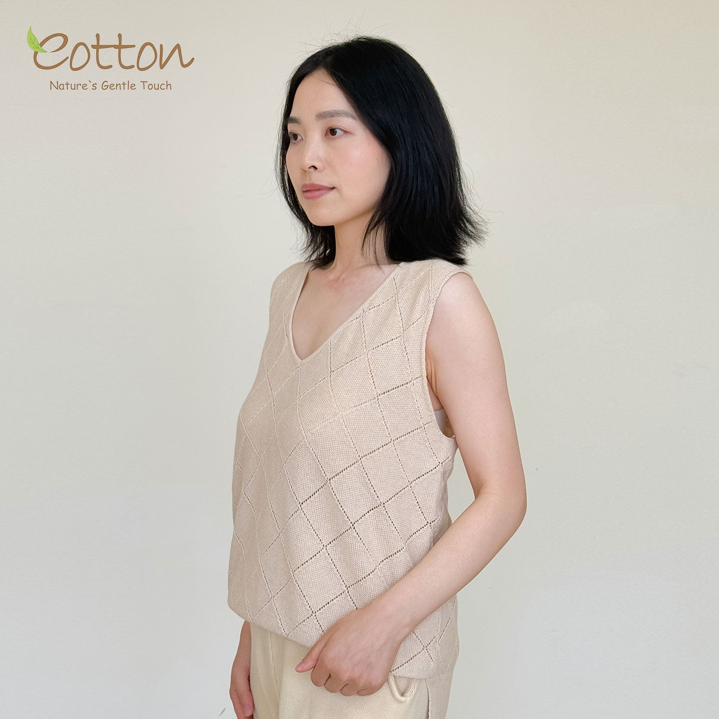 Organic V-Neck Vest for Mom | Non-Toxic Nature Colored | Eotton Canada
