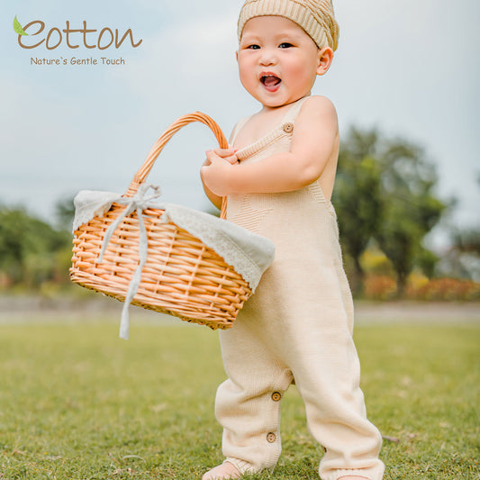 Organic Knitted Baby Overalls | Cable Knit Salopettes | Eotton Canada
