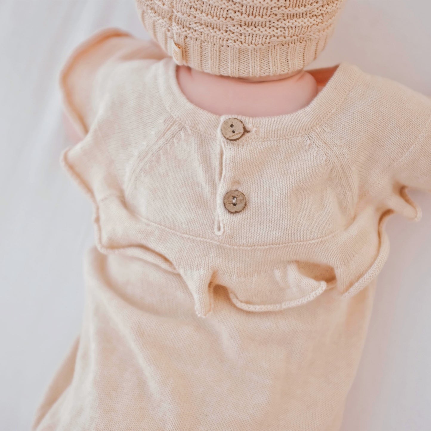 Organic Baby Ruffle Knitted Onesie | Cloud Soft Sweater Bodysuit | Eotton Canada