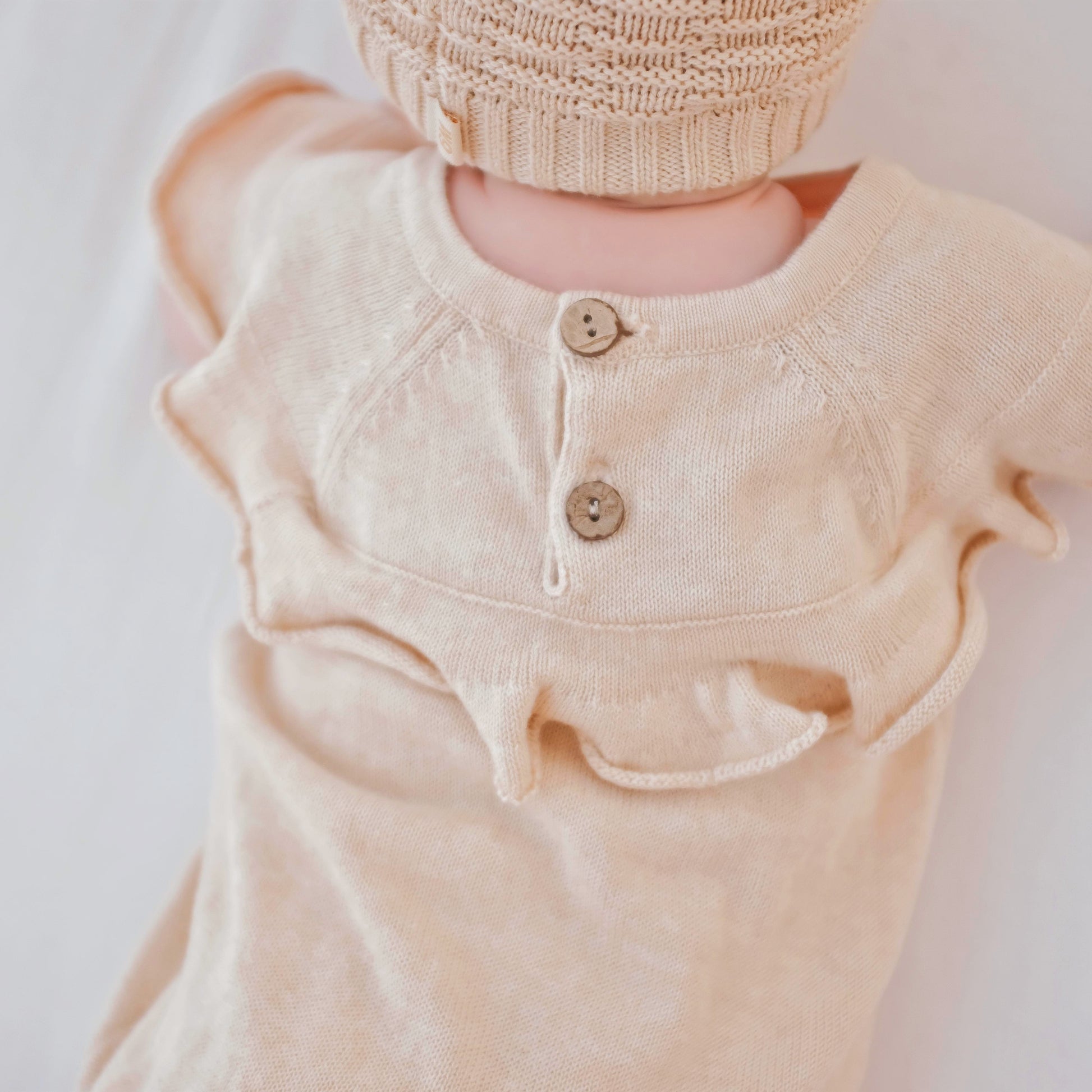 Organic Baby Ruffle Knitted Onesie | Cloud Soft Sweater Bodysuit | Eotton Canada