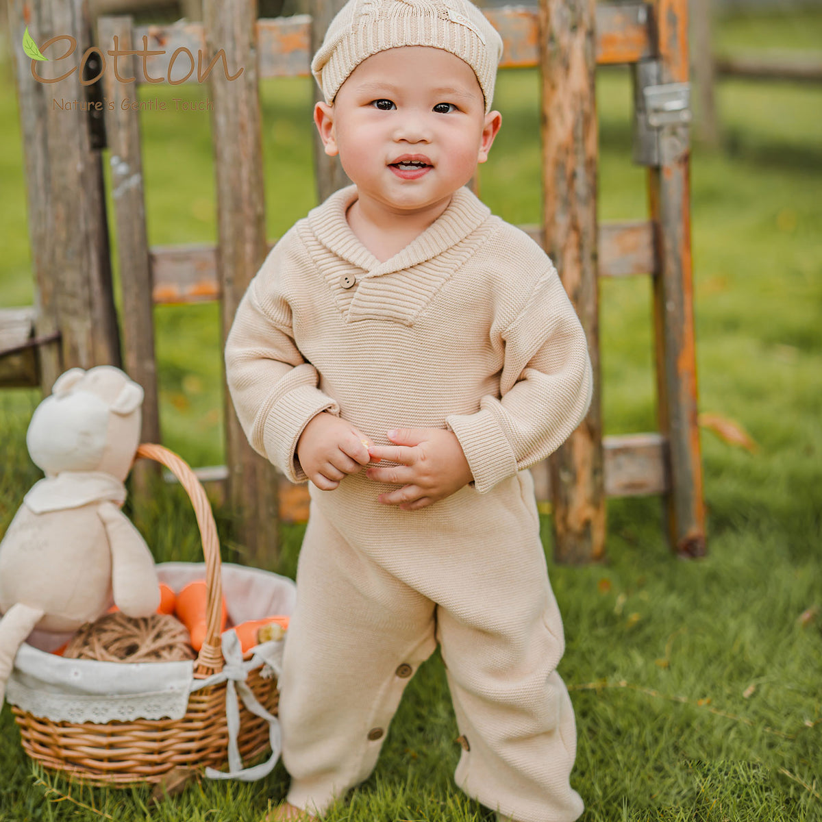 Premium organic cotton baby sweater romper