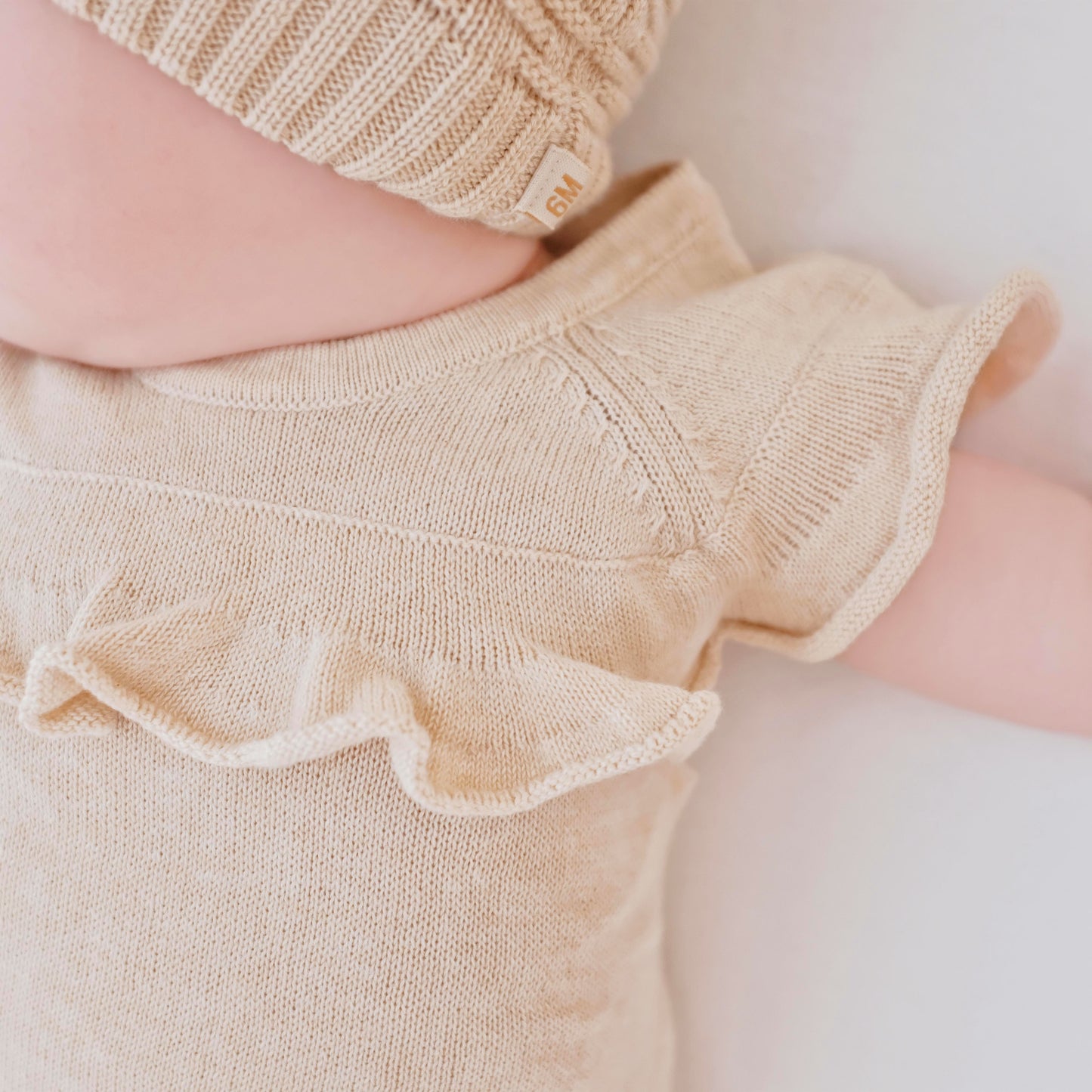 Organic Baby Ruffle Knitted Onesie | Cloud Soft Sweater Bodysuit | Eotton Canada