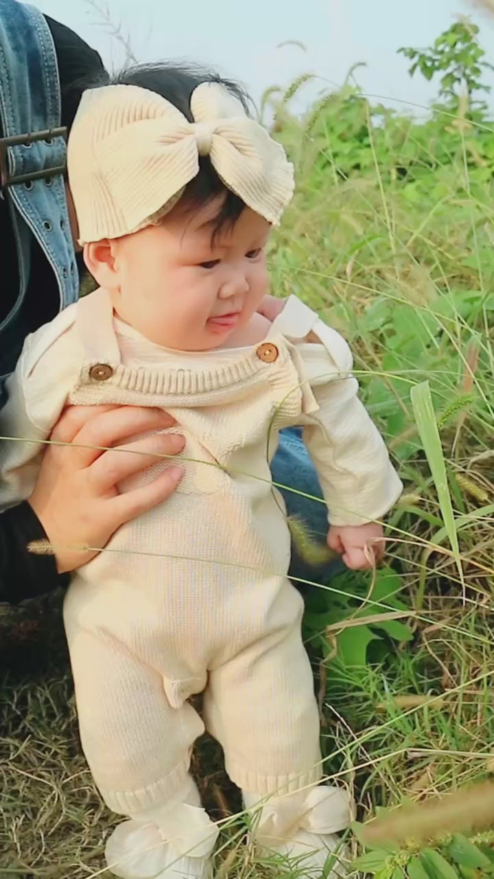 Organic Knitted Baby Dungarees | Cable Knit Salopettes | Eotton Canada